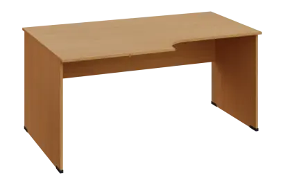 CRL 18 - 168 stůl kancelářský, rohový, levý, dřevěná podnož, deska 18 mm, široký 1600 mm, buk royal